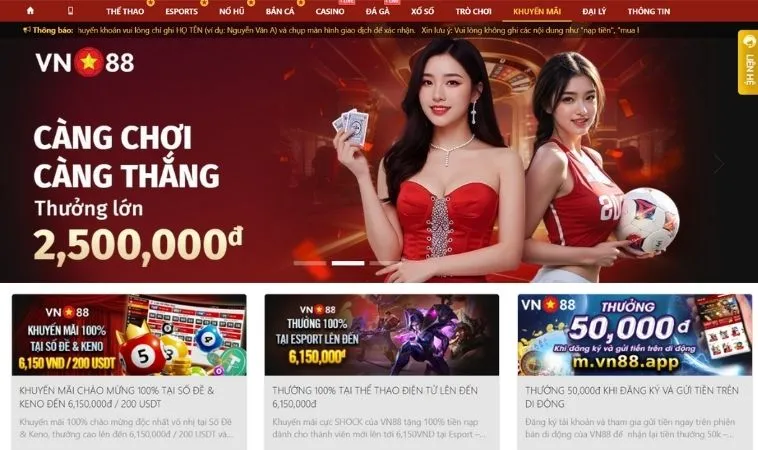 Khuyến Mãi VN88: Cơ Hội Vàng Cho Người Chơi Online 1 khuyến mãi VN88