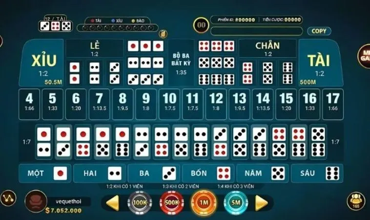 Bàn cược Tài Xỉu Nhà Cái VN88